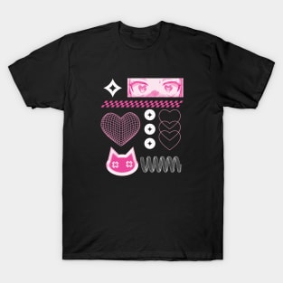 Y2K manga girl kitty Pink Edition T-Shirt